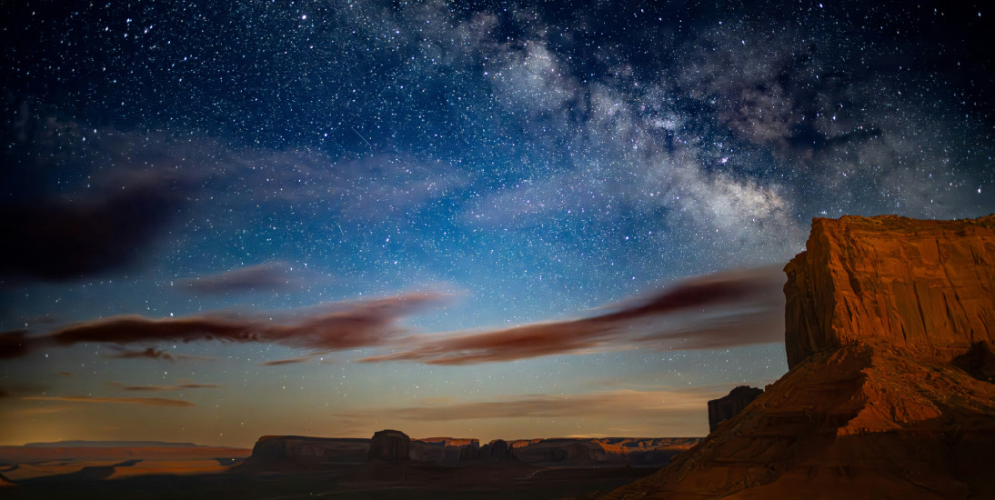 Photo of the night sky, stars and a galaxy